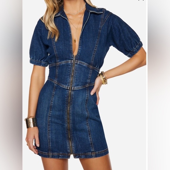 Ramy Brook Dresses & Skirts - Ramy Brook Women’s Lily Denim Zip Front Mini Dress Blue Size 28 Medium